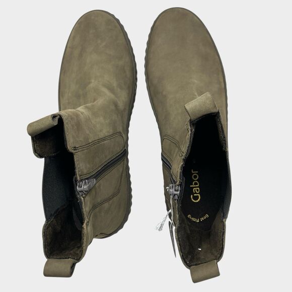 Gabor Lug Sole Goblincore Boots Leather Platform Chelsea 10 Ankle Green - Picture 15 of 16